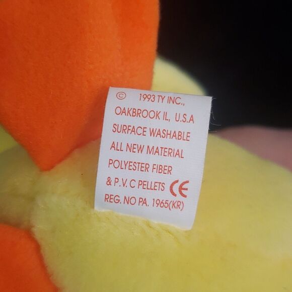 Vintage 1993 Ty Beanie Baby QUACKERS the Duck and Teeny Beanie QUACKS - Picture 10 of 17